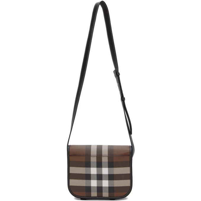 BURBERRY BURBERRY BROWN E-CANVAS GIANT CHECK RIDER MESSENGER BAG