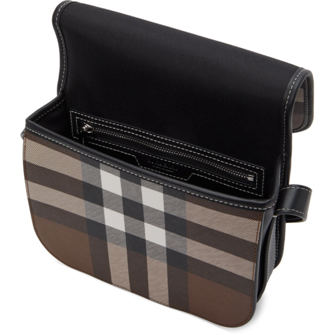 BURBERRY BURBERRY BROWN E-CANVAS GIANT CHECK RIDER MESSENGER BAG