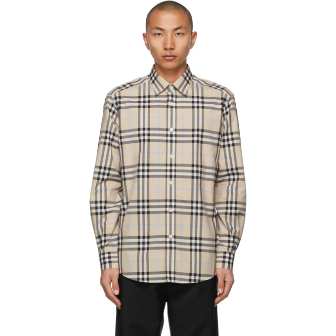 Burberry Beige Poplin Check Shirt