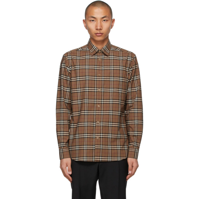 Burberry Brown Poplin Check Shirt