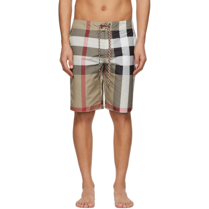 Burberry Beige Check Breton Swim Shorts