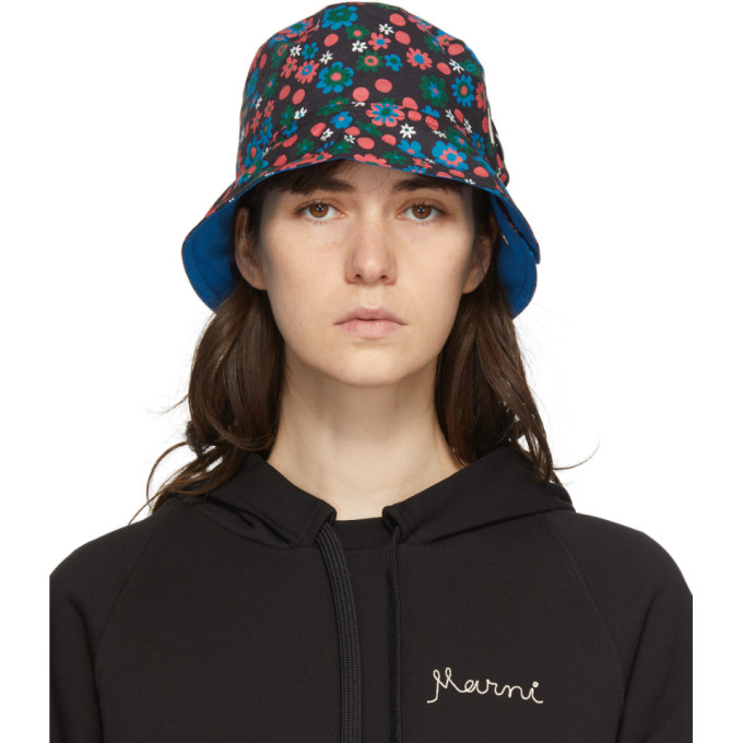 Marni Black Floral Bucket Hat