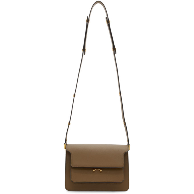 Marni Brown Saffiano Medium Trunk Bag