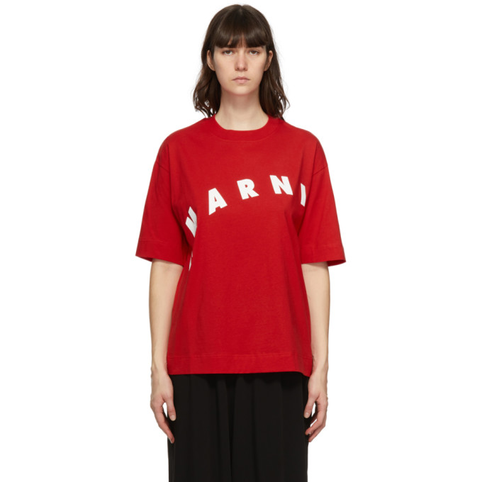 Marni Red Distorted Logo T-Shirt