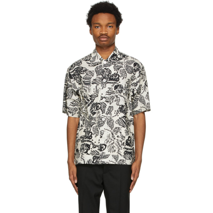 Marni Off-White Written Flower Short Sleeve Shirt