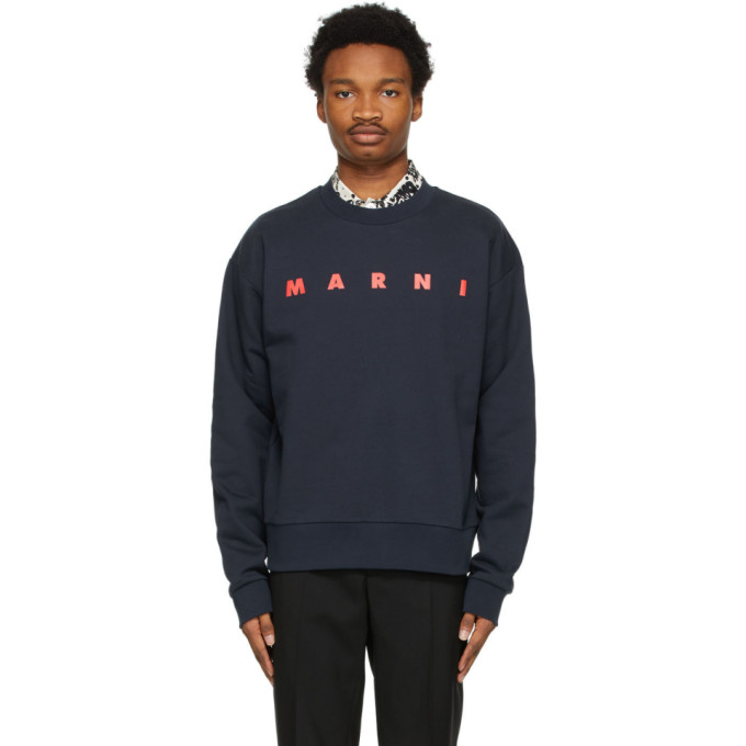 MARNI NAVY LOGO SWEATSHIRT