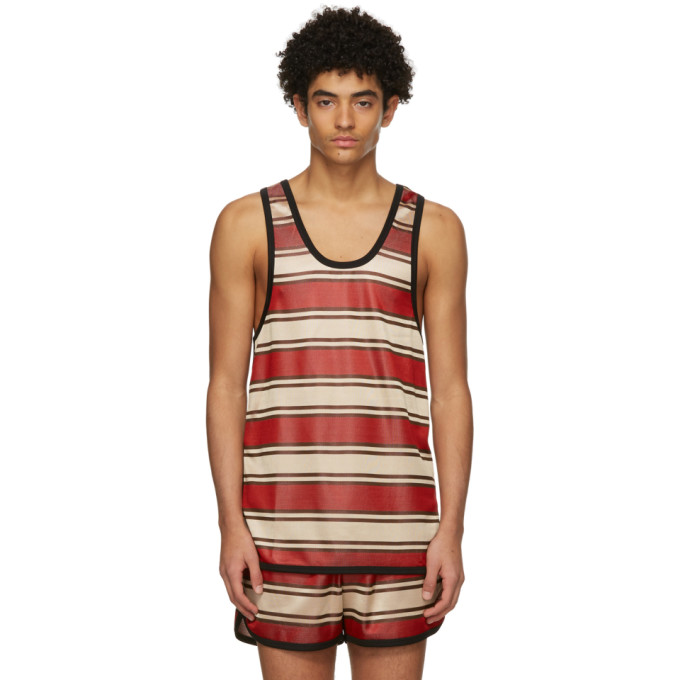 Marni Red and Beige Striped Tank Top