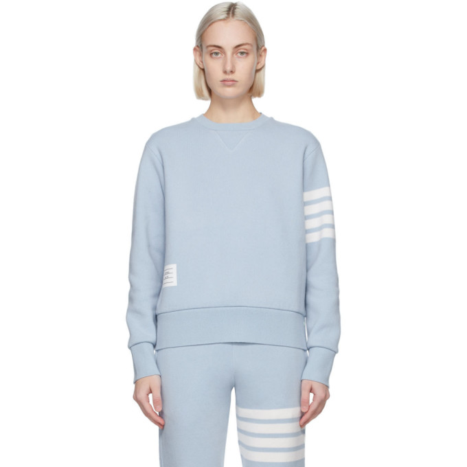Thom Browne Blue Cashmere Relaxed Fit 4-Bar Sweater