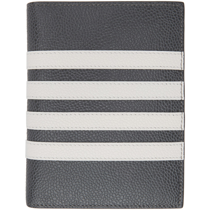 THOM BROWNE GREY 4-BAR PASSPORT HOLDER