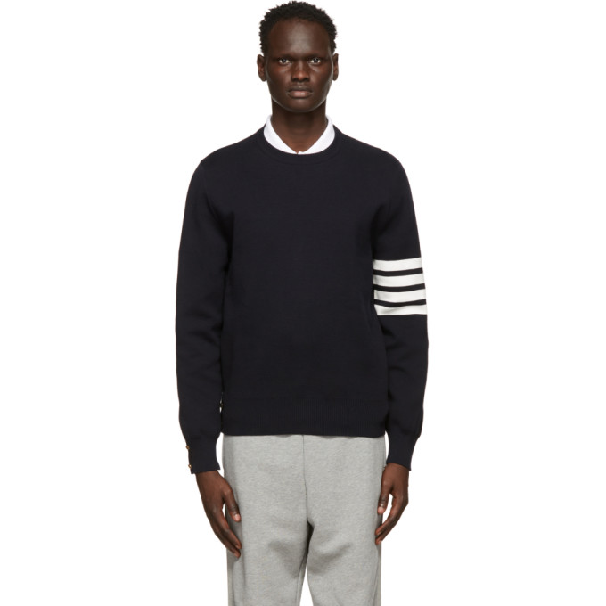 Thom Browne Navy Milano Stitch 4-Bar Sweater