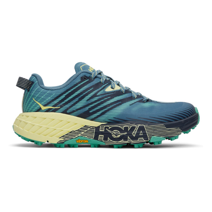 HOKA ONE ONE BLUE & GREEN SPEEDGOAT 4 SNEAKERS