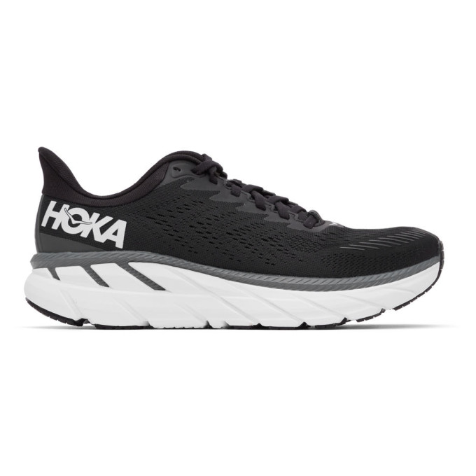 HOKA ONE ONE BLACK & WHITE CLIFTON 7 SNEAKERS