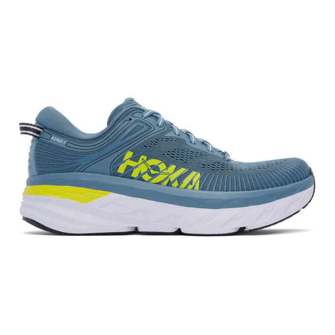 HOKA ONE ONE BLUE & YELLOW BONDI 7 SNEAKERS