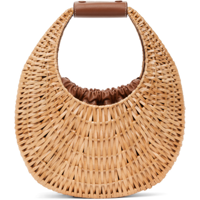 Staud Tan Rattan Moon Bag