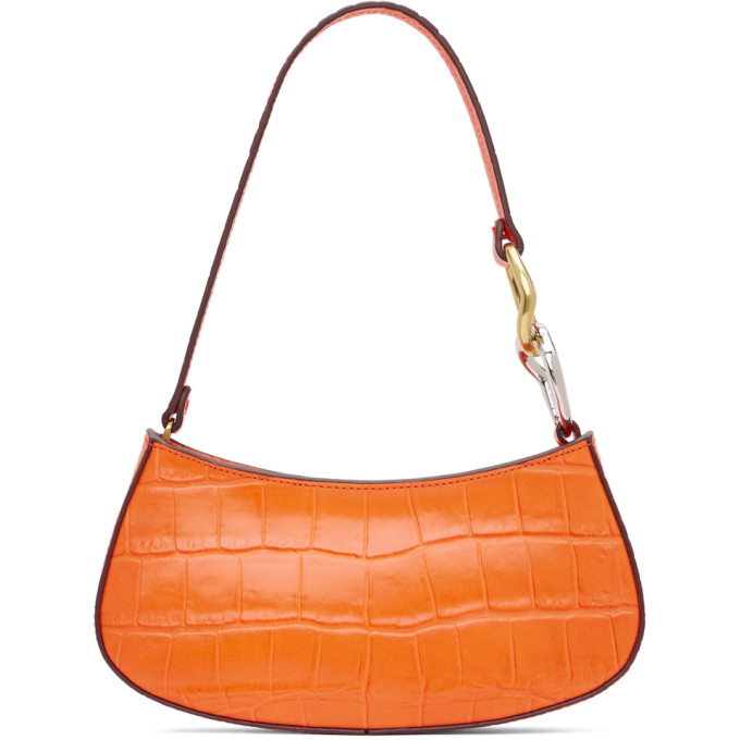 Staud Orange Croc Ollie Bag