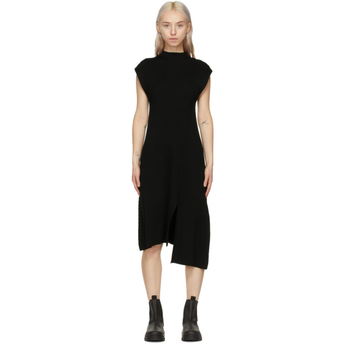 Kenzo Black Wool Asymmetric Jumper Dress