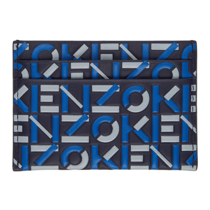 Kenzo Navy and Blue Monogram Card Holder