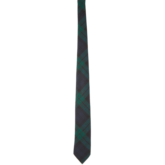 Beams Green Wool Tartan Check Tie In Blk/gord 90