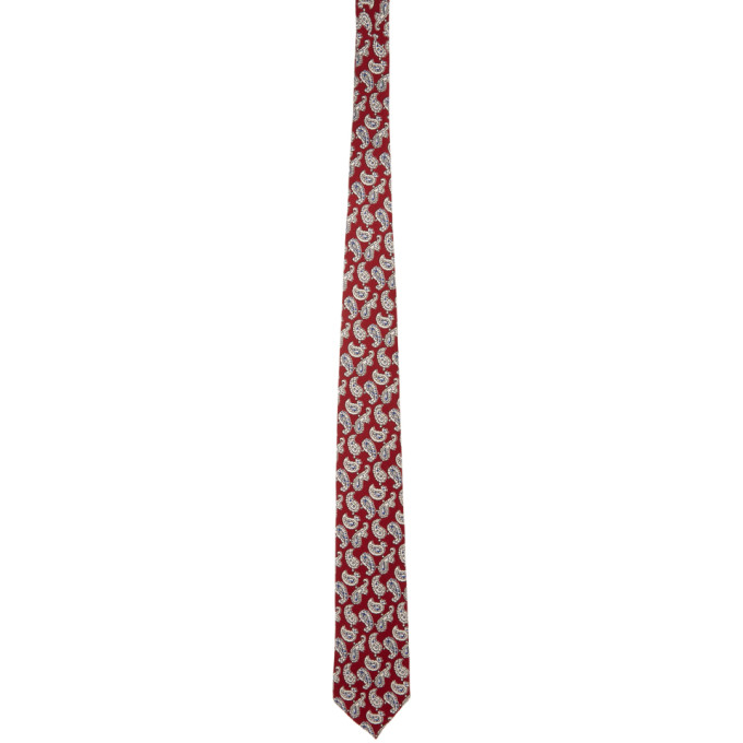 BEAMS PLUS Red Silk Paisley Print Tie