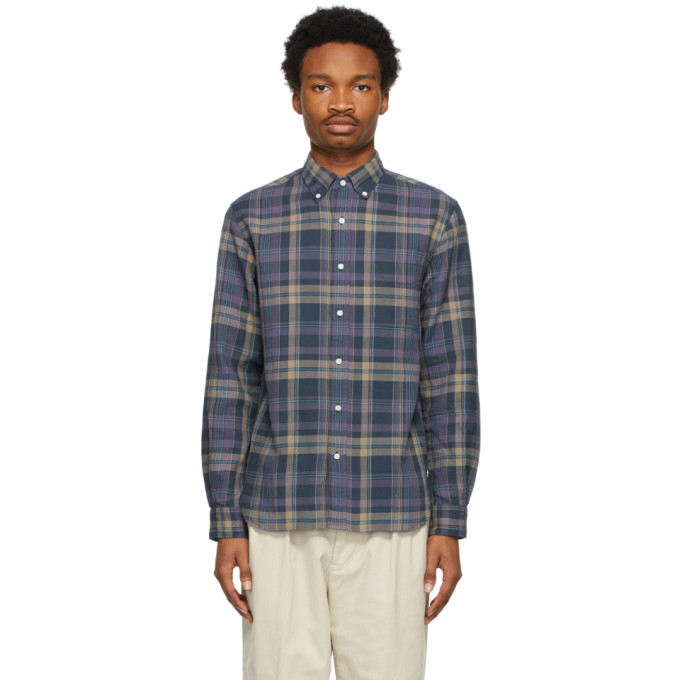 BEAMS PLUS Blue Check Button-Down Shirt