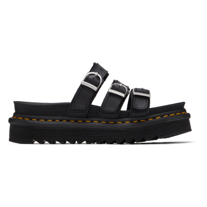 DR. MARTENS' BLACK BLAIRE SLIDE SANDALS