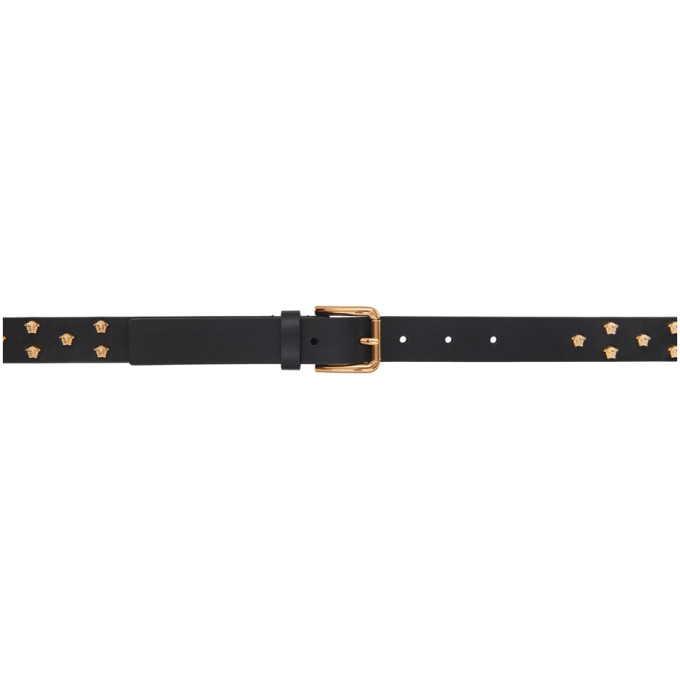 Versace Black All Over Stud Medusa Belt