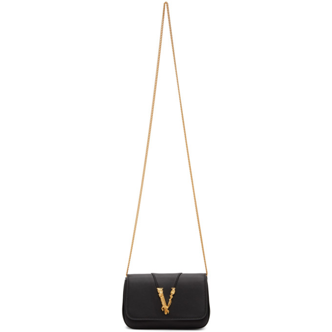 Versace Black Virtus Evening Clutch Bag