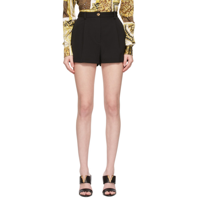 Versace Black Wool Granite Shorts