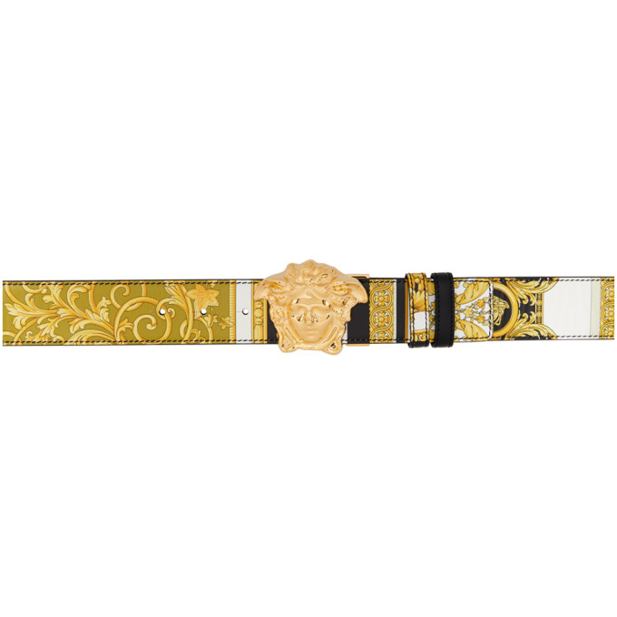 Versace Reversible Gold and Black Barocco Medusa Belt