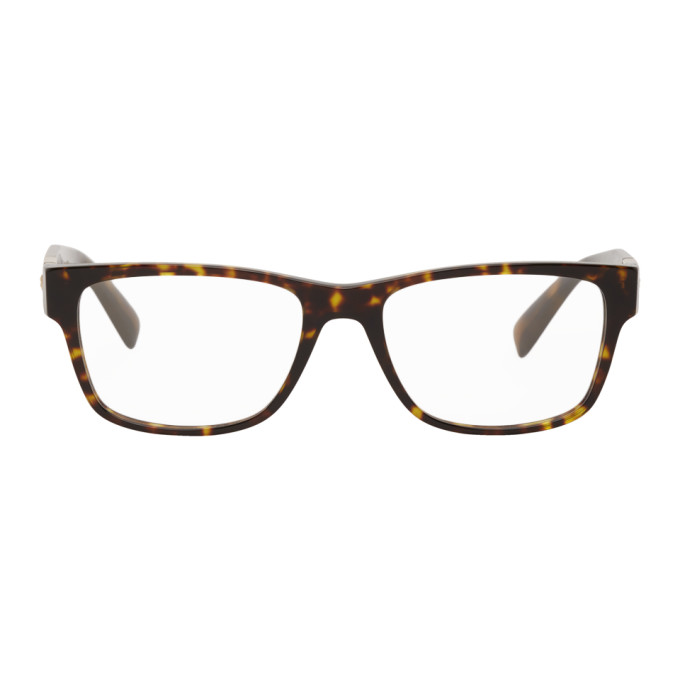 Versace Tortoiseshell Medusa Stud Rectangular Glasses