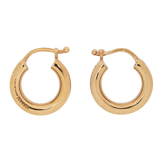 Versace Gold Small Greca Hoop Earrings