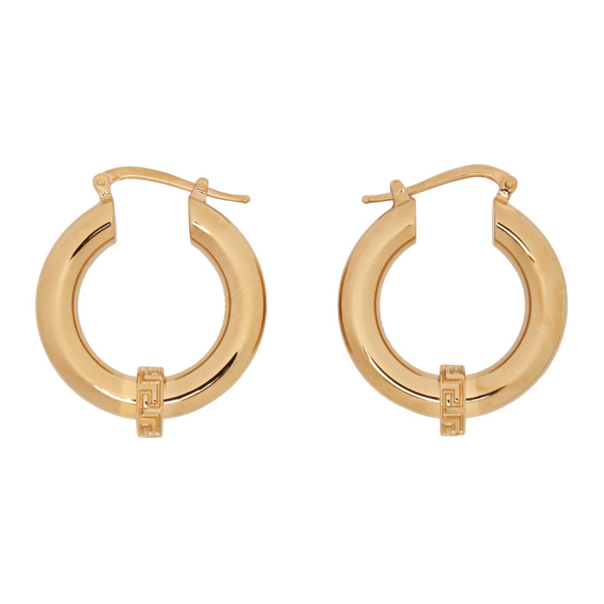 Versace Gold Small Greca Hoop Earrings