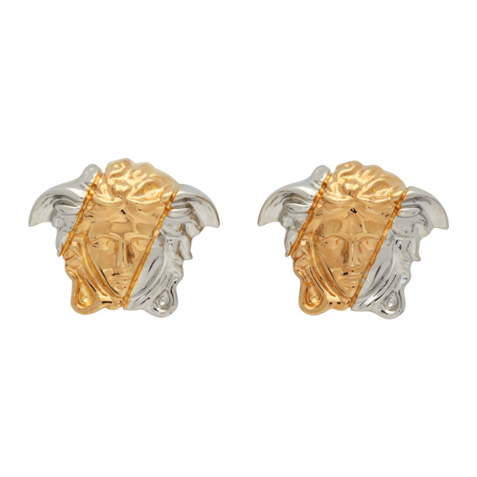 Versace Gold and Silver Palazzo Dia Earrings