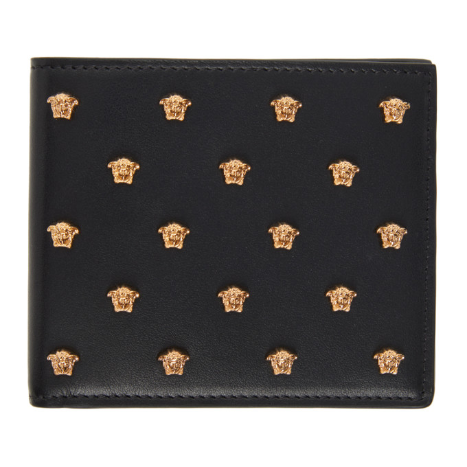 Versace Black All Over Medusa Stud Bifold Wallet