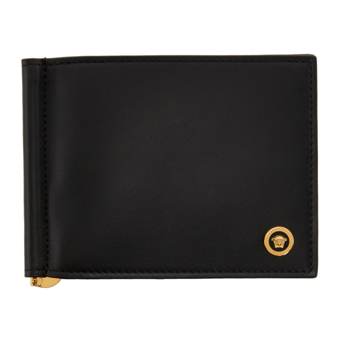 Versace Black Medusa Clip Bifold Wallet