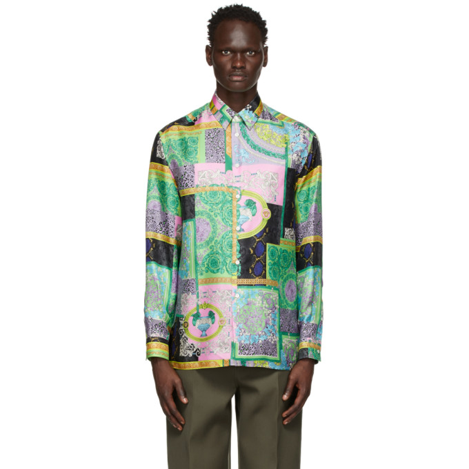 Versace Multicolor Silk Barocco Patchwork Shirt