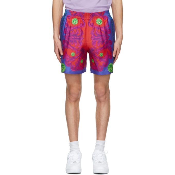 Versace Multicolor Silk Barocco Shorts