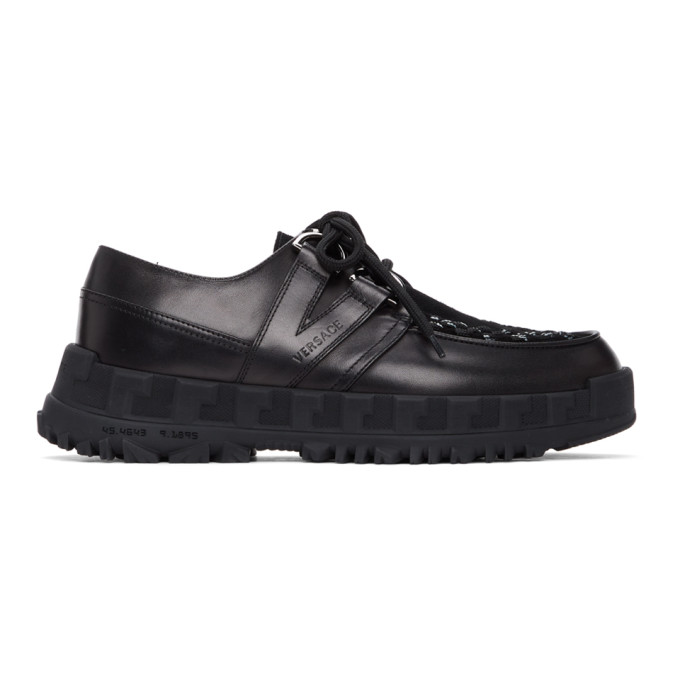 Versace Black Greca Rhegis Lace-Up Brogues