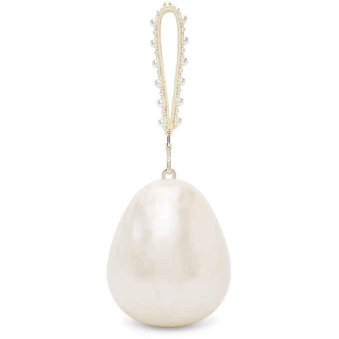 Click to view more detailed imagery on our partner's website Simone Rocha Off-white Mini Handheld Perspex Egg Bag In Pearl/pearl