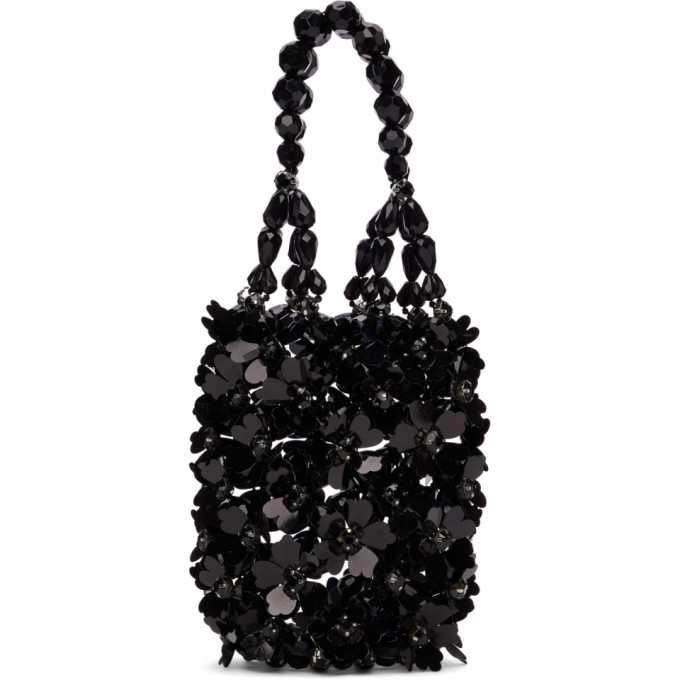 Simone Rocha Black Beaded Handheld Bindle Bag