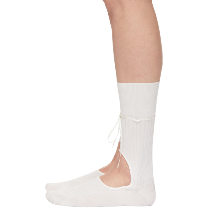 SIMONE ROCHA WHITE RIBBON CUT-OUT SOCKS