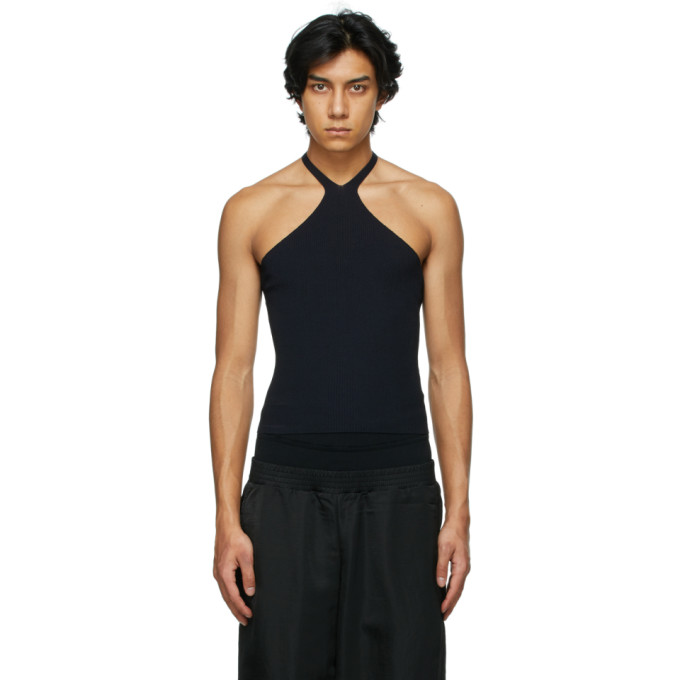 Dion Lee Black Lustrate Fork Tank Top