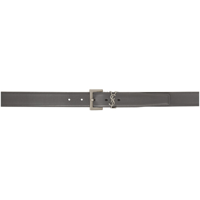 Saint Laurent Grey Monogram Belt