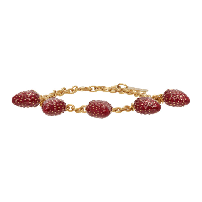 SAINT LAURENT GOLD STRAWBERRY CHARM BRACELET