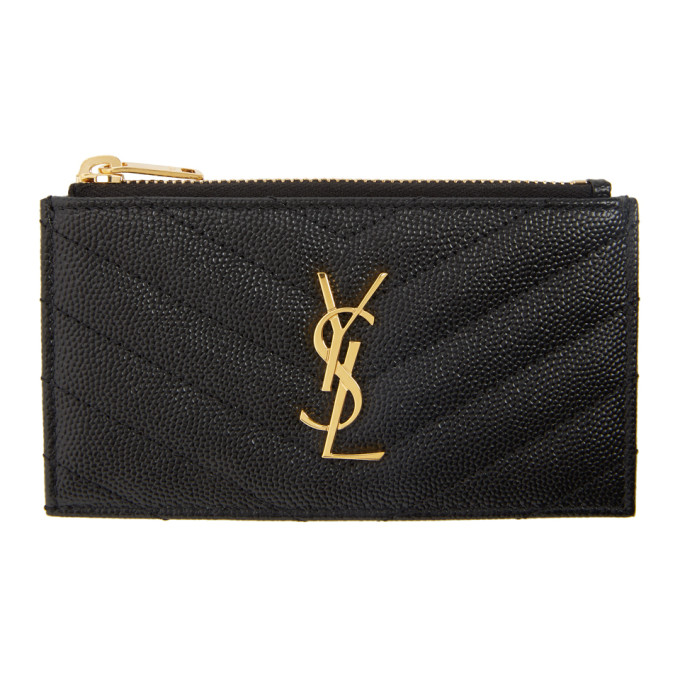 Saint Laurent Black Zipped Fragment Card Holder