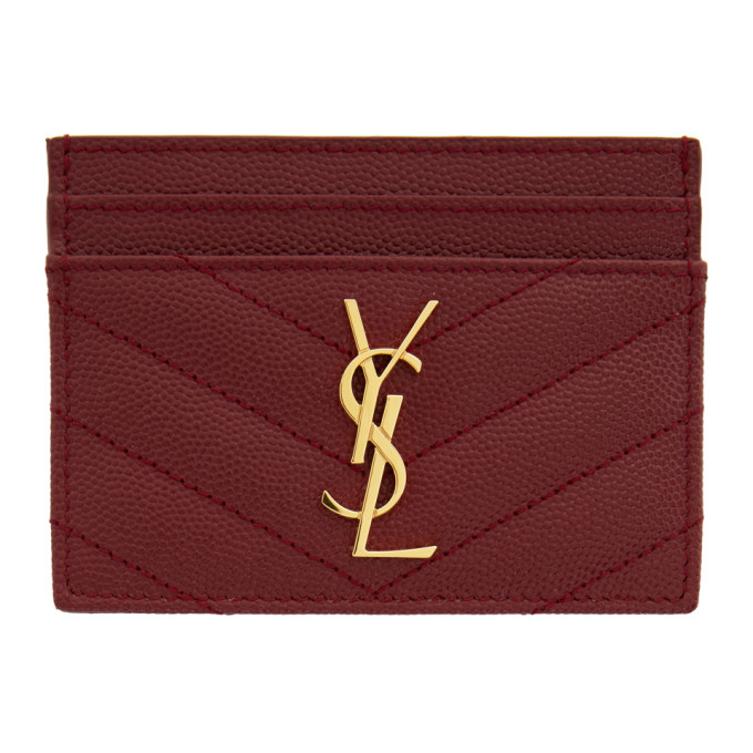Saint Laurent Red Quilted Monogramme Card Holder