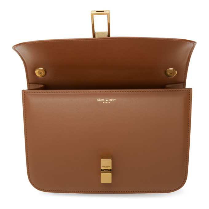 SAINT LAURENT BROWN CARRÉ SATCHEL BAG