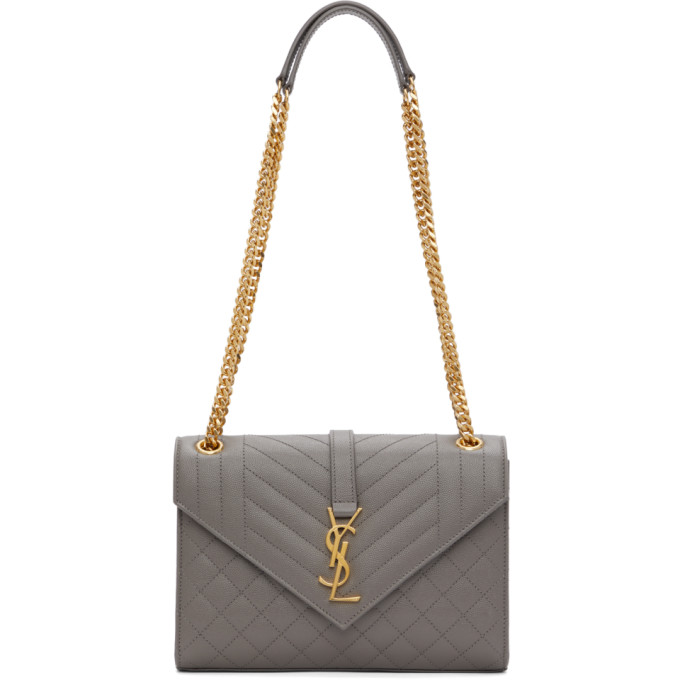 Saint Laurent Grey Mix Matelasse Medium Envelope Bag