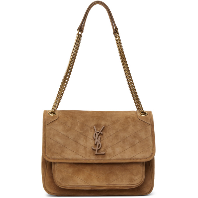 Saint Laurent Tan Suede Medium Niki Bag In 7761 Cinna/cara