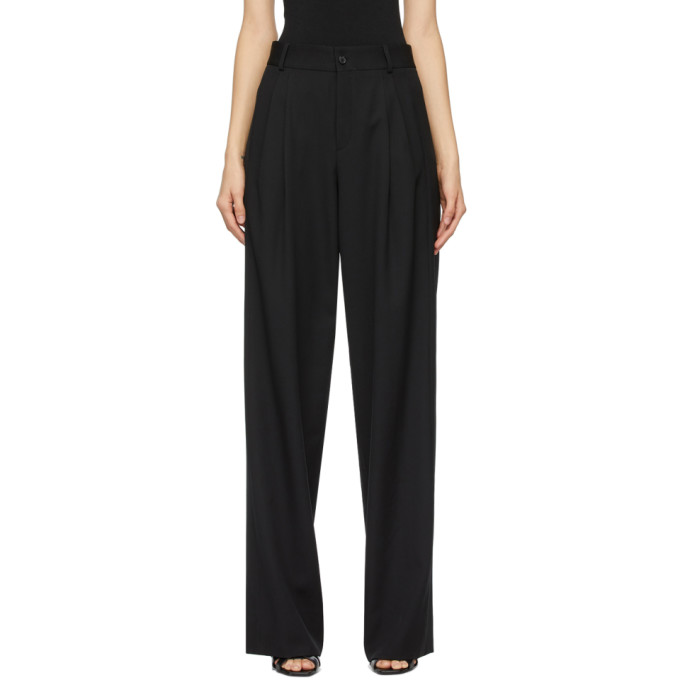 Click to view more detailed imagery on our partner's website Saint Laurent Pleated Grain De Poudre Wool Wide-leg Pants In Black